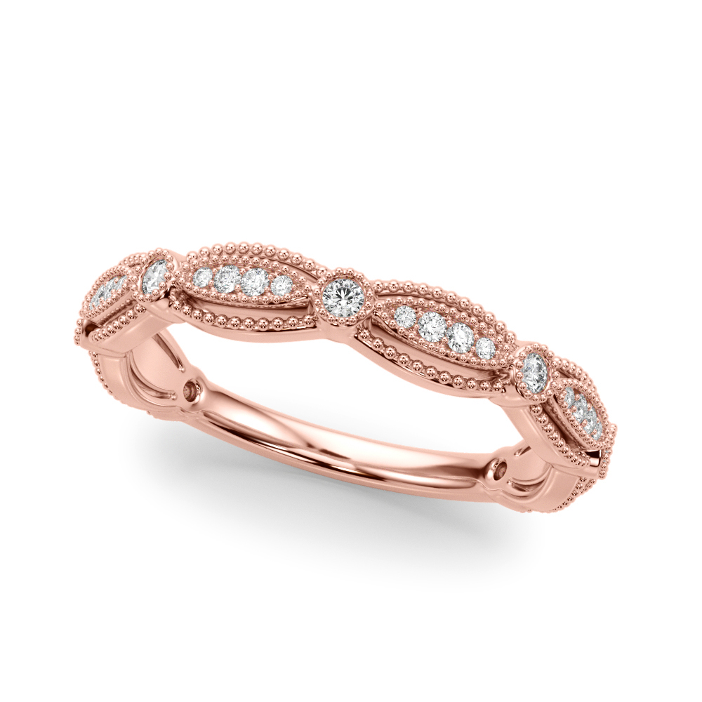 Zoay Lab Grown Rose Gold 	Milgrain Set  Diamond Ring