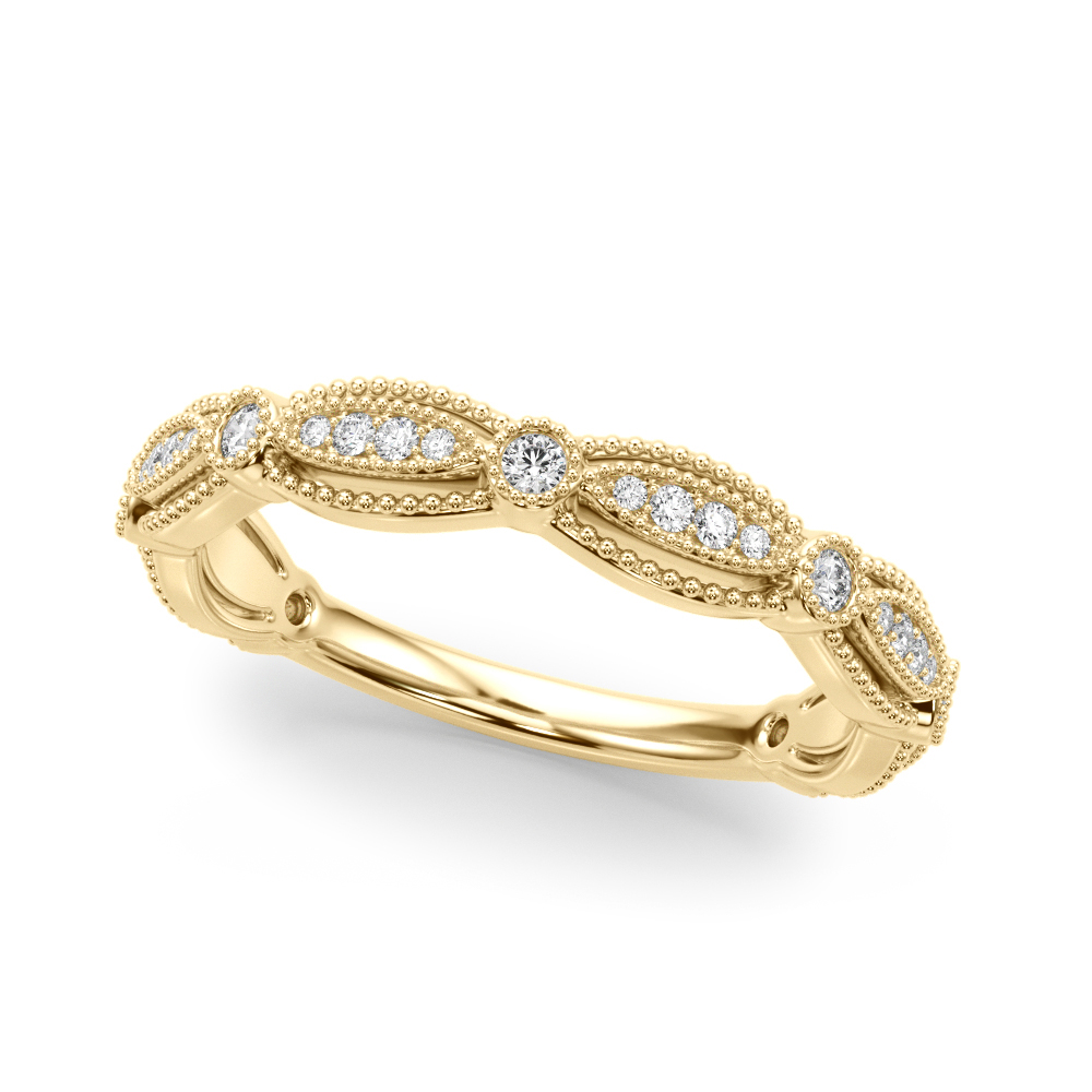 Zoay Lab Grown Yellow Gold 	Milgrain Set  Diamond Ring