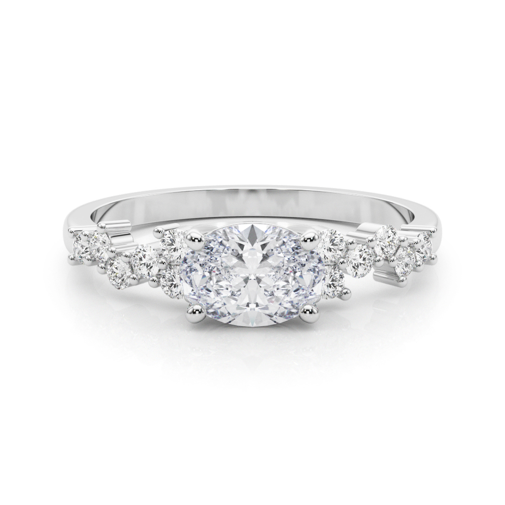 Stenolin Lab Grown Diamond Platinum 4 Prong Side Stone Engagement Ring