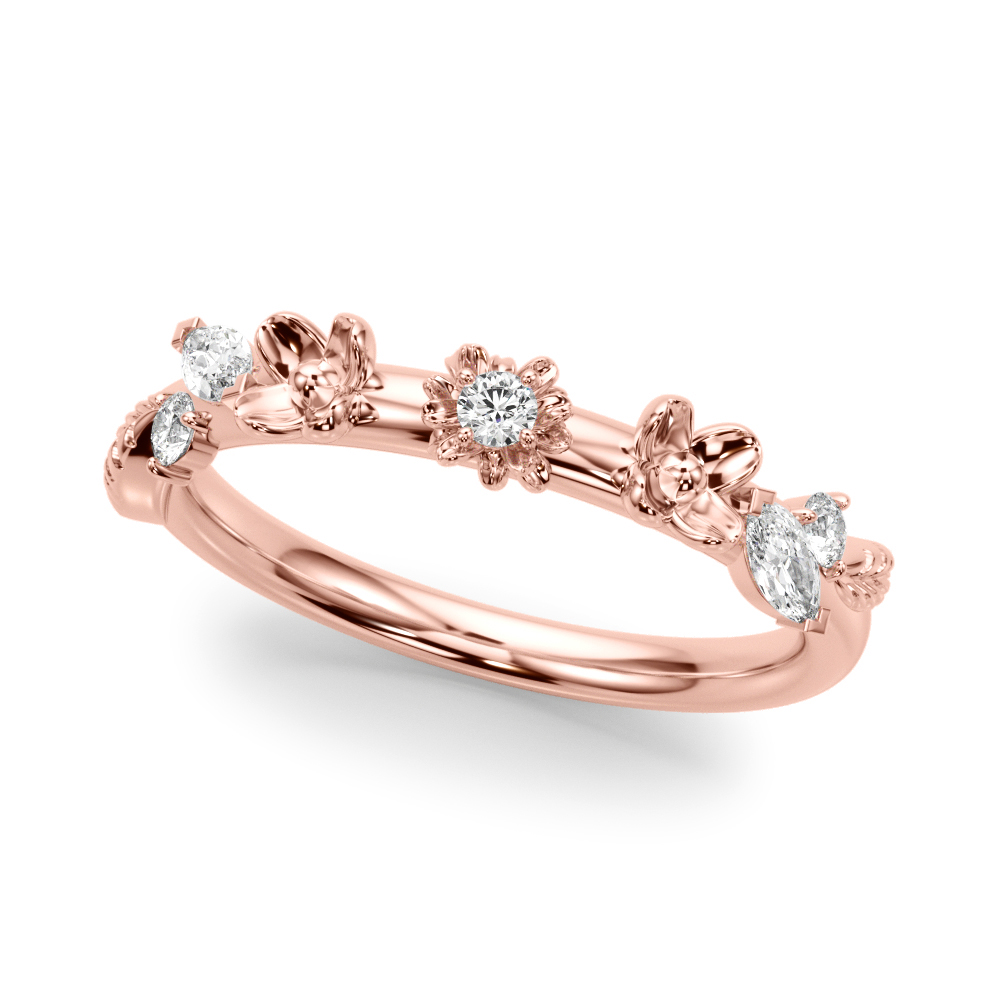 jeflin Lab Grown Diamond Rose Gold Pave set Women's Wedding Ring