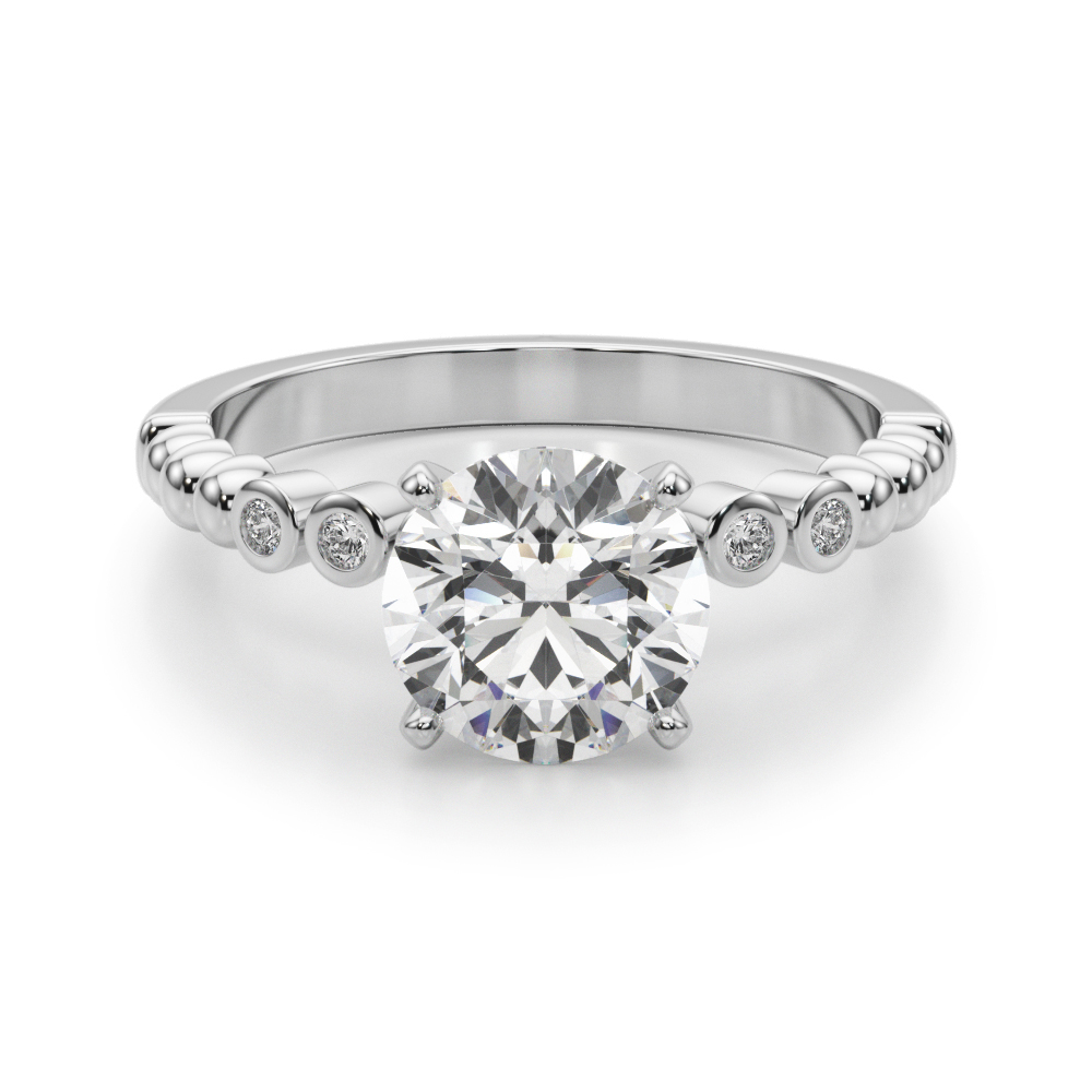 0.2 Ct Lab Grown Diamond Round Cut Rejina  Side Stone Engagement Rings in Silver 925