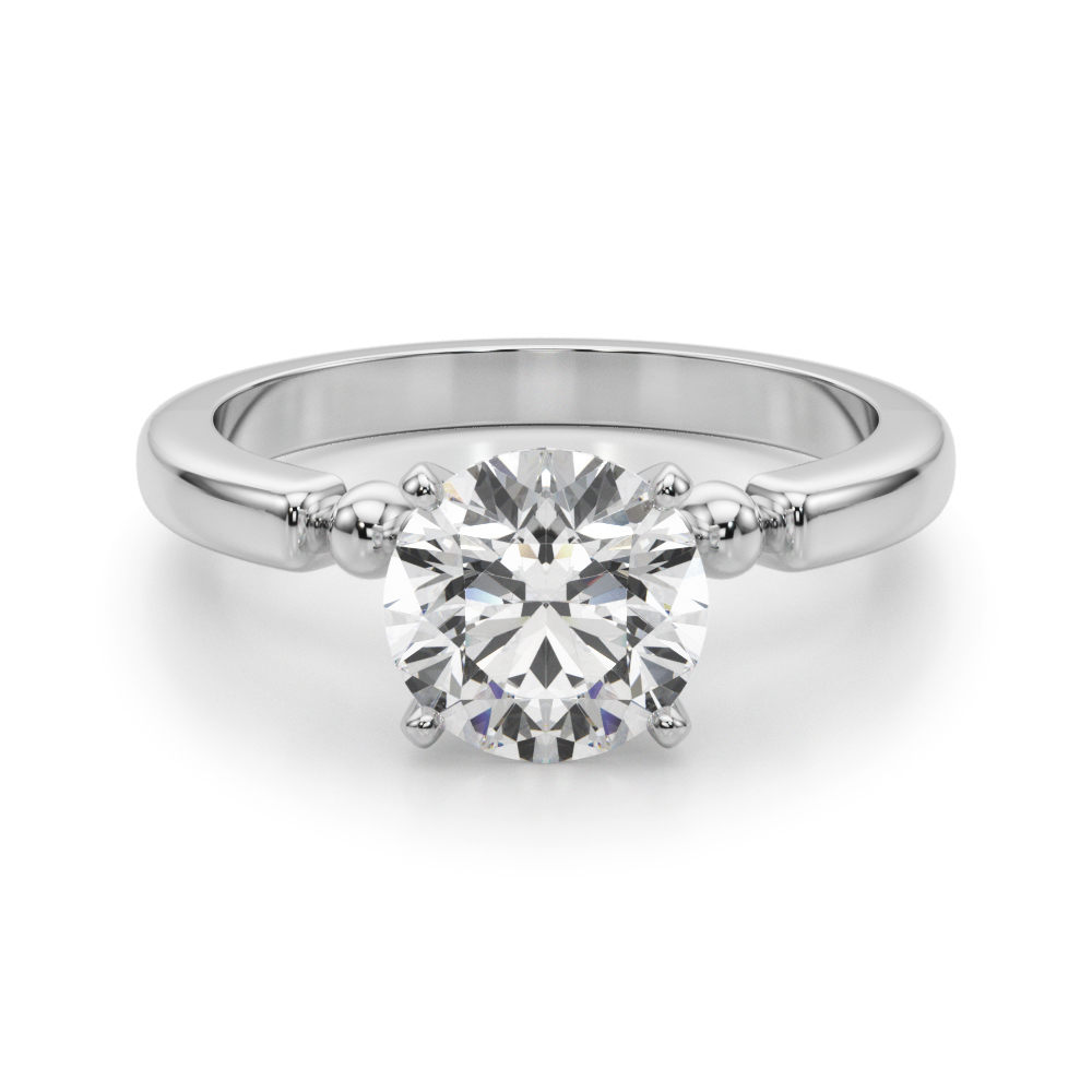 0.2 Ct Lab Grown Diamond Round Cut Judy  Side Stone Engagement Rings in Silver 925