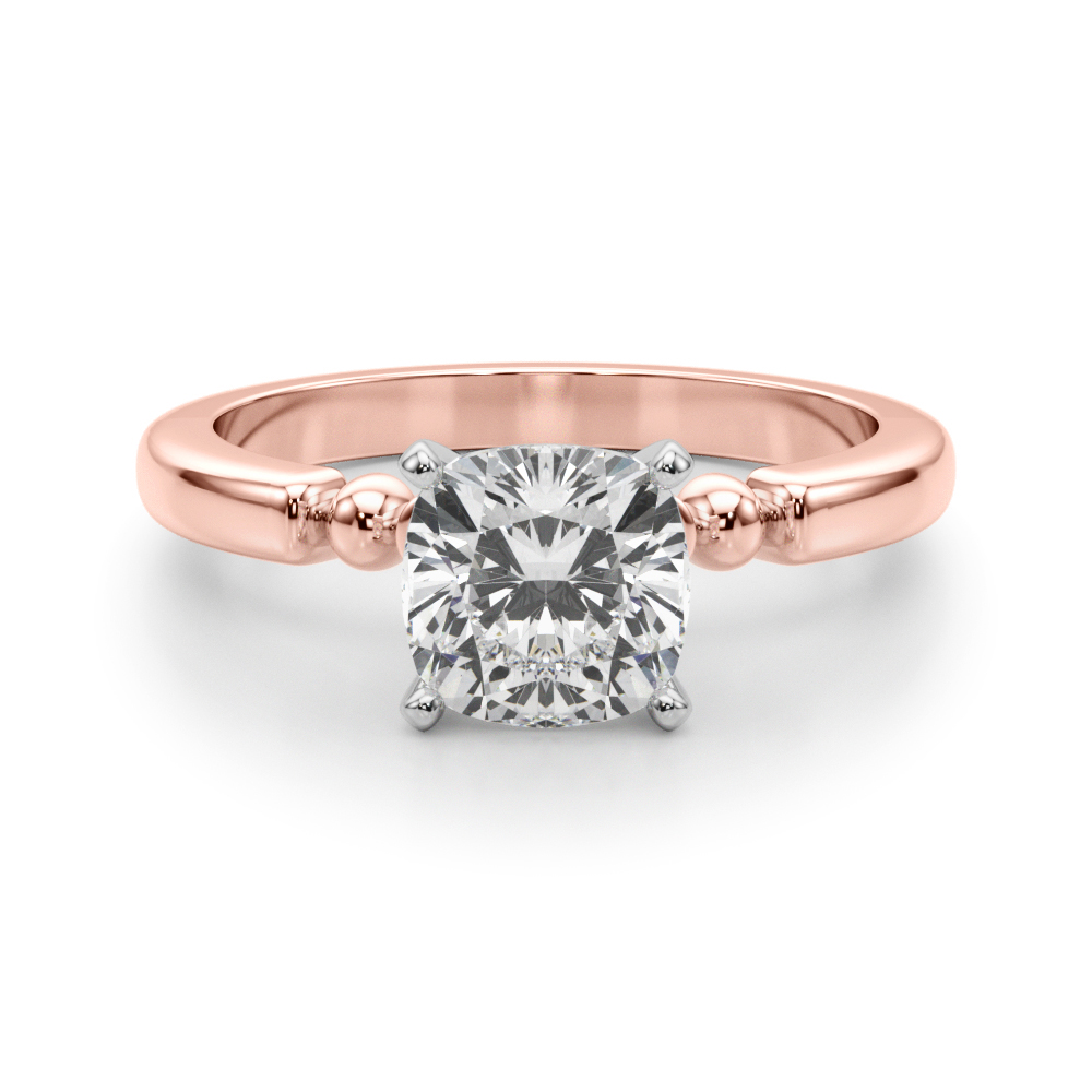 Judy Lab Grown Diamond Rose Gold 4 Prong Side Stone Engagement Ring