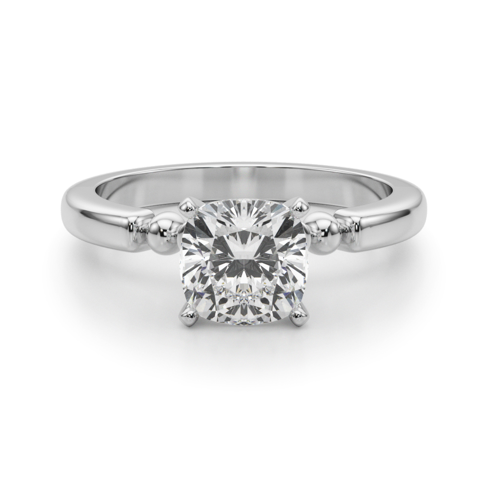 0.2 Ct Lab Grown Diamond Cushion Cut Judy  Side Stone Engagement Rings in Silver 925