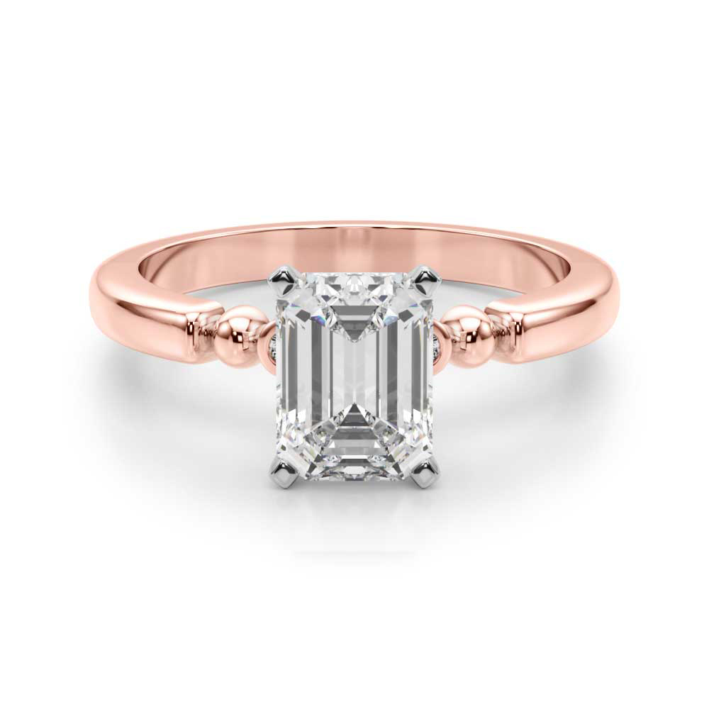 0.2 Ct Lab Grown Diamond Emerald Cut Judy  Side Stone Engagement Rings in Silver 925