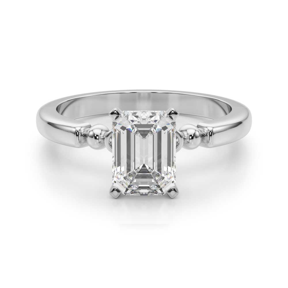 0.2 Ct Lab Grown Diamond Emerald Cut Judy  Side Stone Engagement Rings in Silver 925