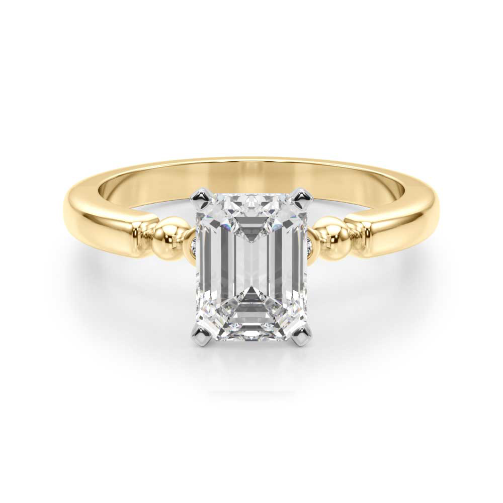 0.2 Ct Lab Grown Diamond Emerald Cut Judy  Side Stone Engagement Rings in Silver 925