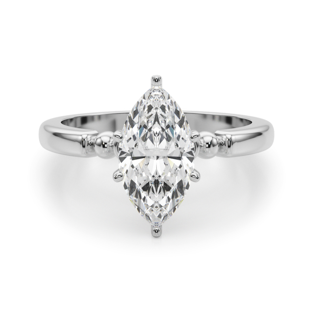 0.2 Ct Lab Grown Diamond Marquise Cut Judy  Side Stone Engagement Rings in Silver 925