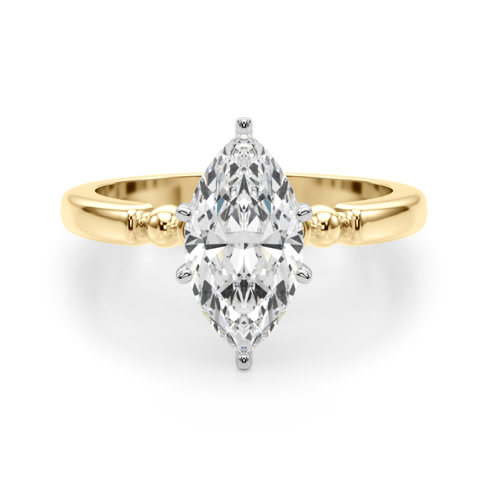0.2 Ct Lab Grown Diamond Marquise Cut Judy  Side Stone Engagement Rings in Silver 925
