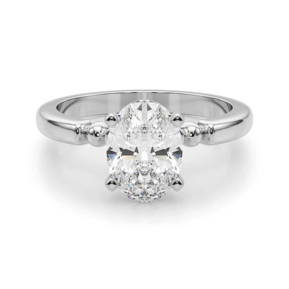 0.2 Ct Lab Grown Diamond Oval Cut Judy  Side Stone Engagement Rings in Silver 925