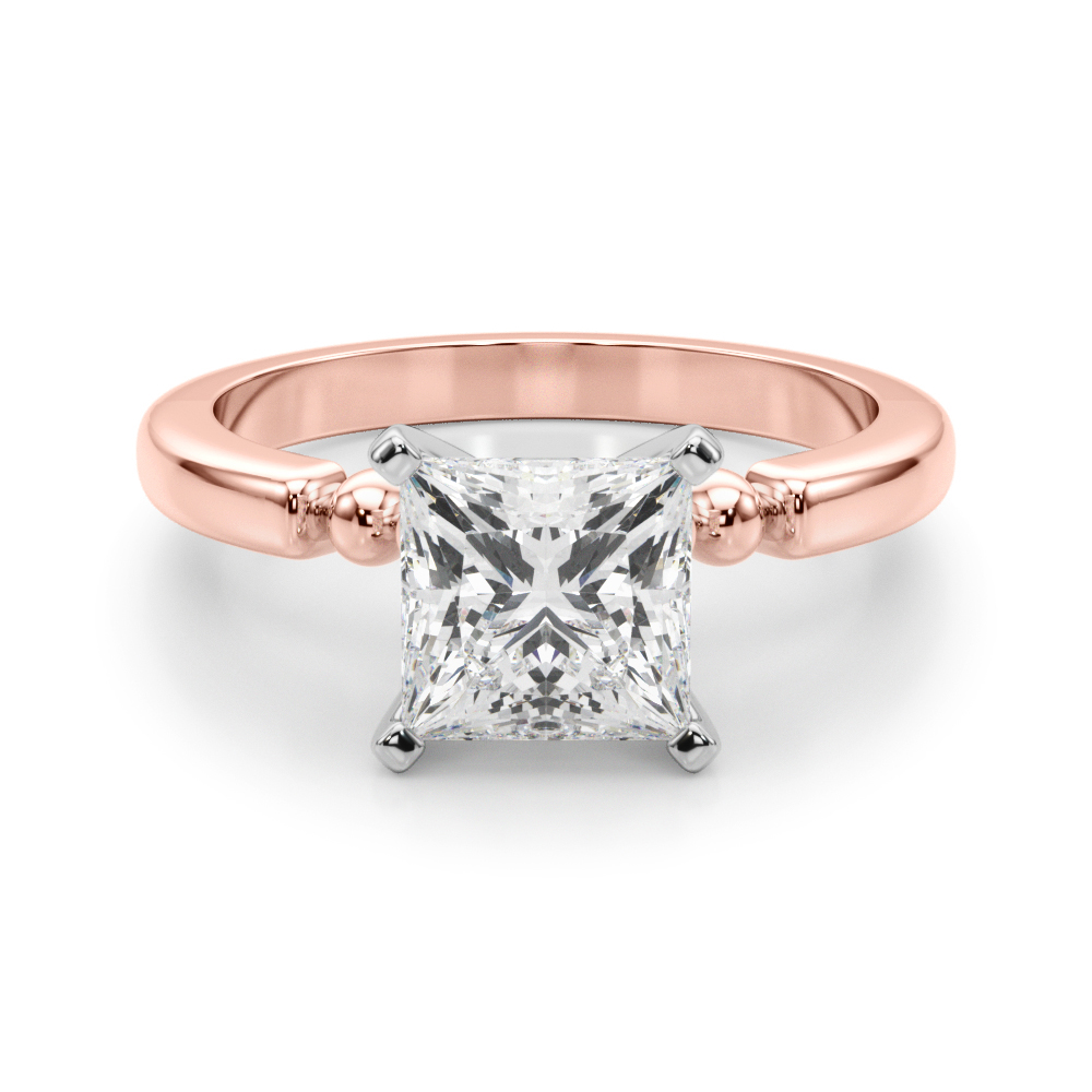 0.2 Ct Lab Grown Diamond Princess Cut Judy  Side Stone Engagement Rings in Silver 925