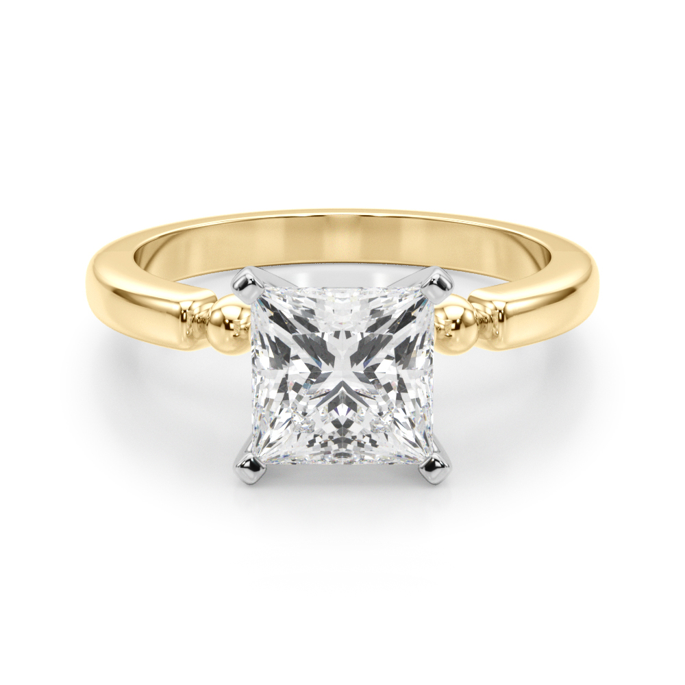 0.2 Ct Lab Grown Diamond Princess Cut Judy  Side Stone Engagement Rings in Silver 925