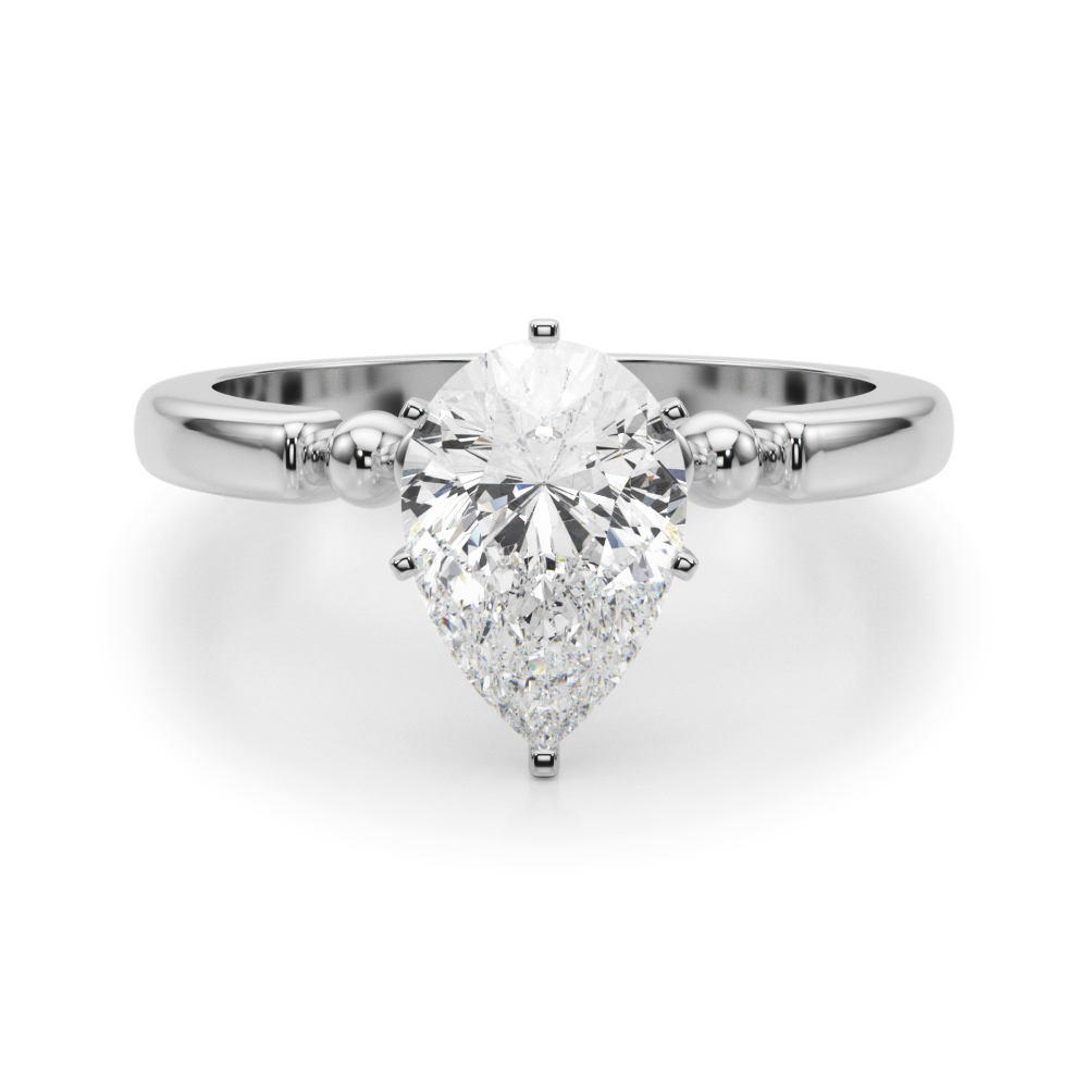 0.2 Ct Lab Grown Diamond Pear Cut Judy  Side Stone Engagement Rings in Silver 925