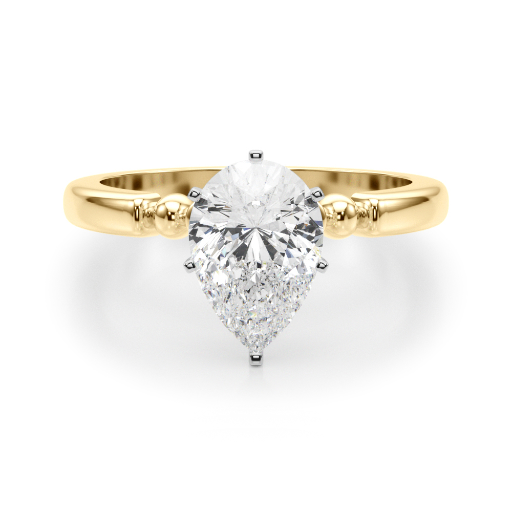0.2 Ct Lab Grown Diamond Pear Cut Judy  Side Stone Engagement Rings in Silver 925