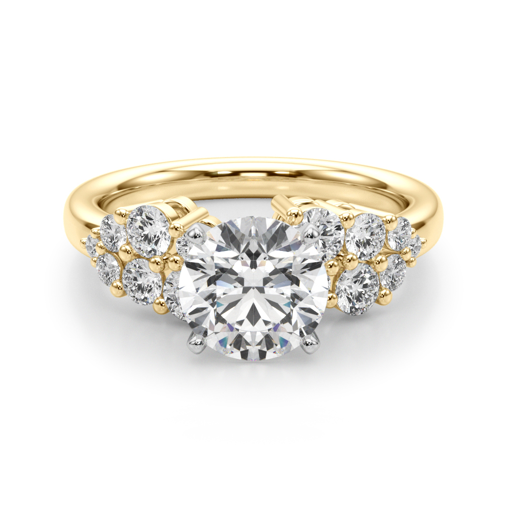 0.2 Ct Lab Grown Diamond Round Cut Steno  Side Stone Engagement Rings in Silver 925