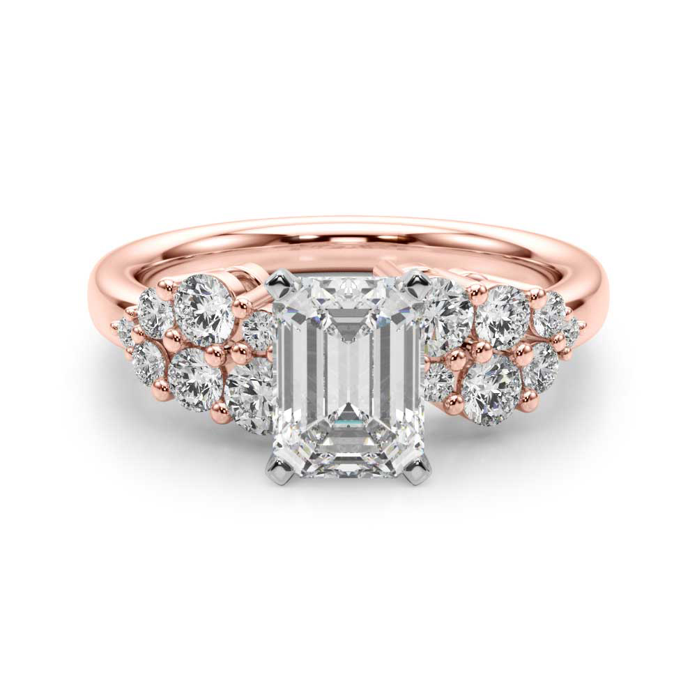 Steno Lab Grown Diamond Rose Gold 4 Prong Side Stone Engagement Ring