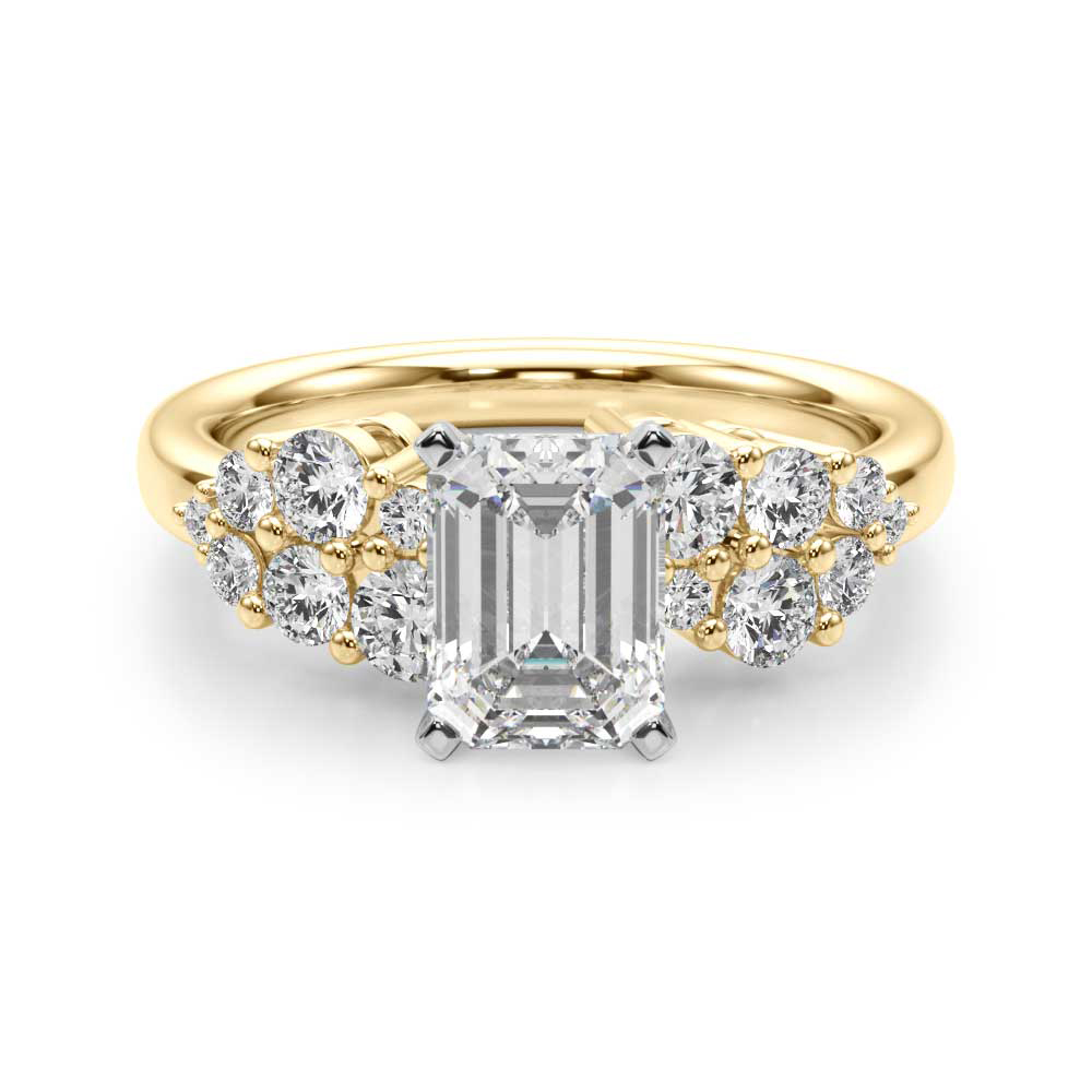 0.2 Ct Lab Grown Diamond Emerald Cut Steno  Side Stone Engagement Rings in Silver 925