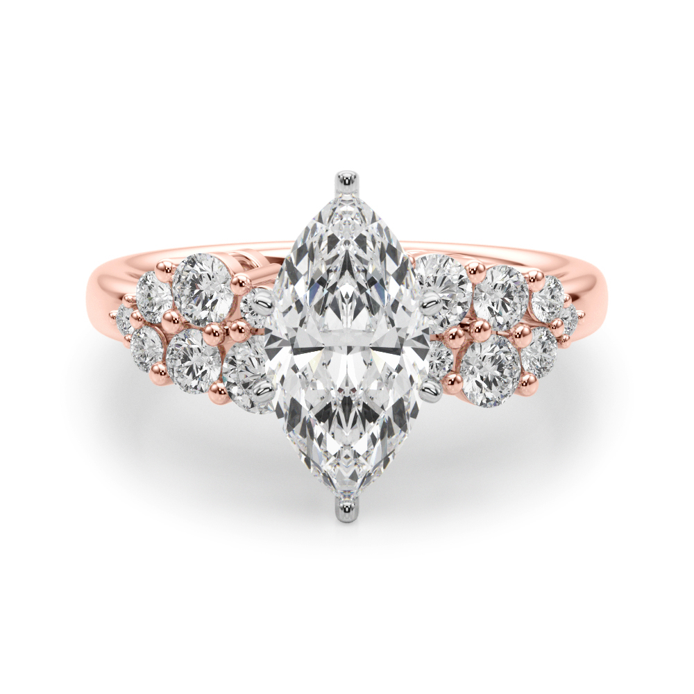SunshineDiamonds Side Stone Engagement Rings in 9K Rose Gold and 0.50 Carat Lab Grown Diamond