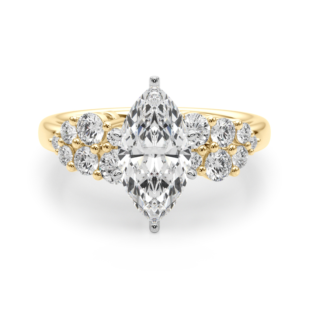 0.2 Ct Lab Grown Diamond Marquise Cut Steno  Side Stone Engagement Rings in Silver 925