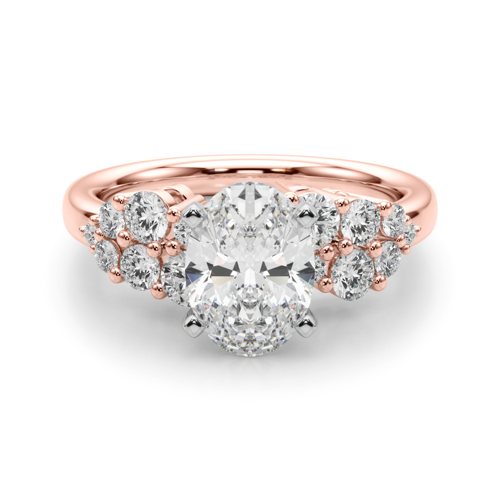 SunshineDiamonds Side Stone Engagement Rings in 9K Rose Gold and 0.50 Carat Lab Grown Diamond