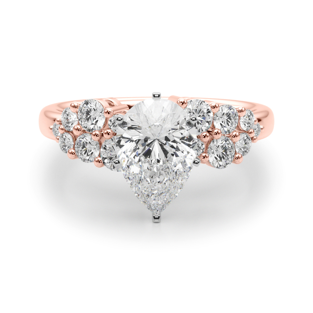 SunshineDiamonds Side Stone Engagement Rings in 9K Rose Gold and 0.50 Carat Lab Grown Diamond