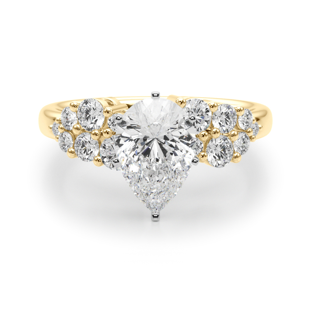 0.2 Ct Lab Grown Diamond Pear Cut Steno  Side Stone Engagement Rings in Silver 925