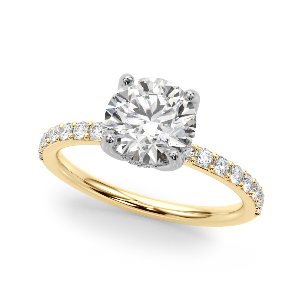 0.2 Ct Natural Diamond Round Cut Yamani  Halo Engagement Rings in Silver 925