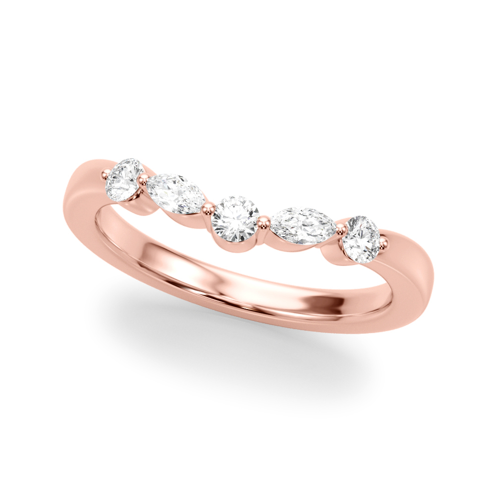 Azera Lab Grown Rose Gold Prong set  5 Stone Diamond Ring