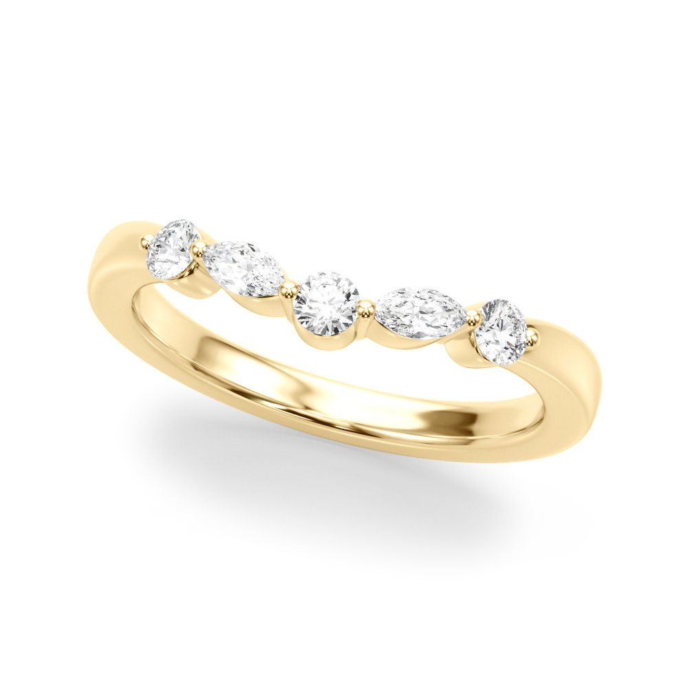 Azera Lab Grown Yellow Gold Prong set  5 Stone Diamond Ring