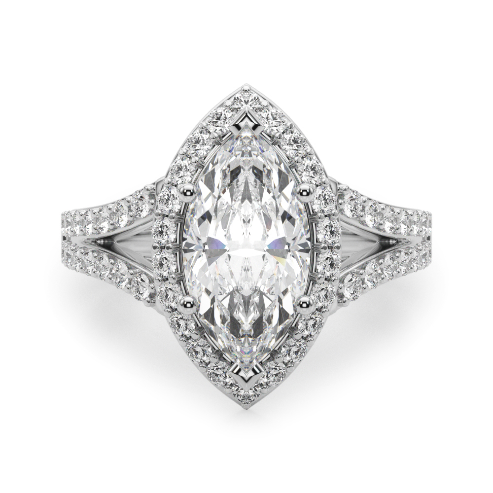 0.2 Ct Lab-Created Diamond Marquise Cut Kiara  Halo Engagement Rings in Silver 925