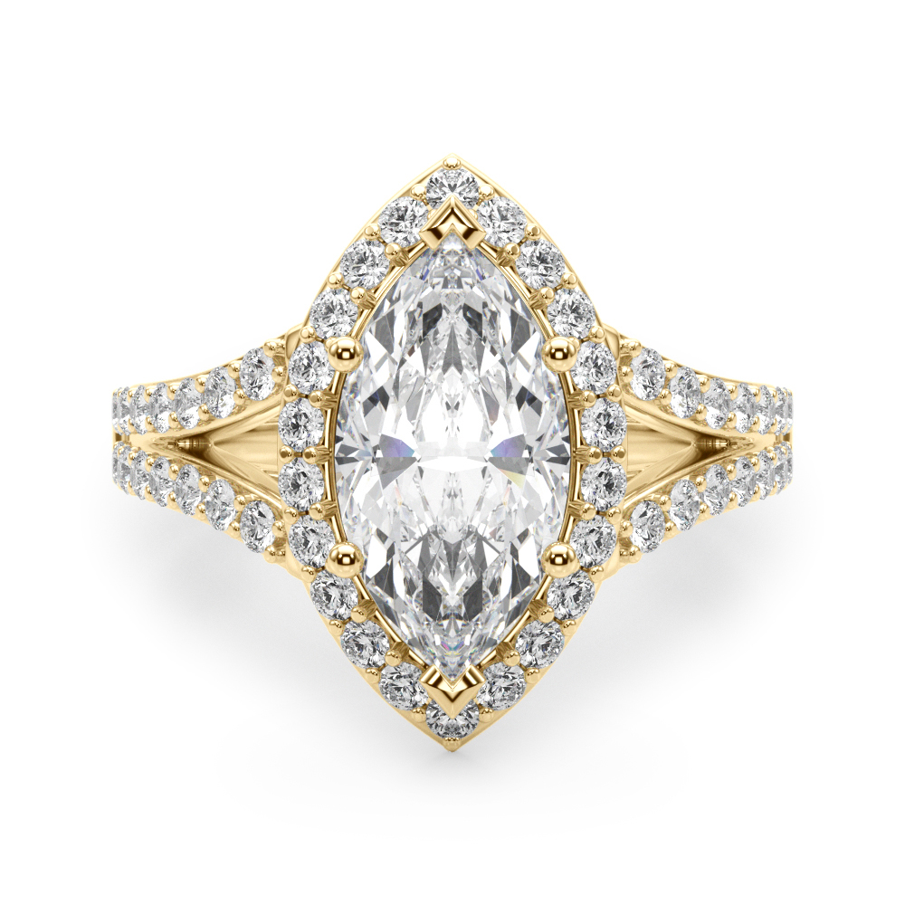 0.2 Ct Lab-Created Diamond Marquise Cut Kiara  Halo Engagement Rings in Silver 925