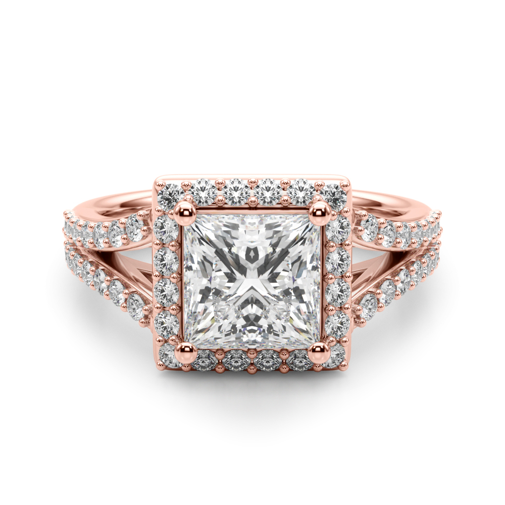 0.2 Ct Lab-Created Diamond Princess Cut Jenaila  Halo Engagement Rings in Silver 925