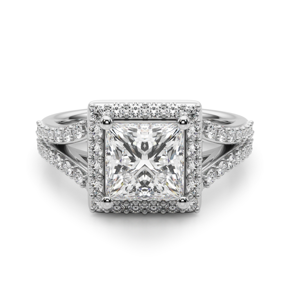 0.2 Ct Lab-Created Diamond Princess Cut Jenaila  Halo Engagement Rings in Silver 925