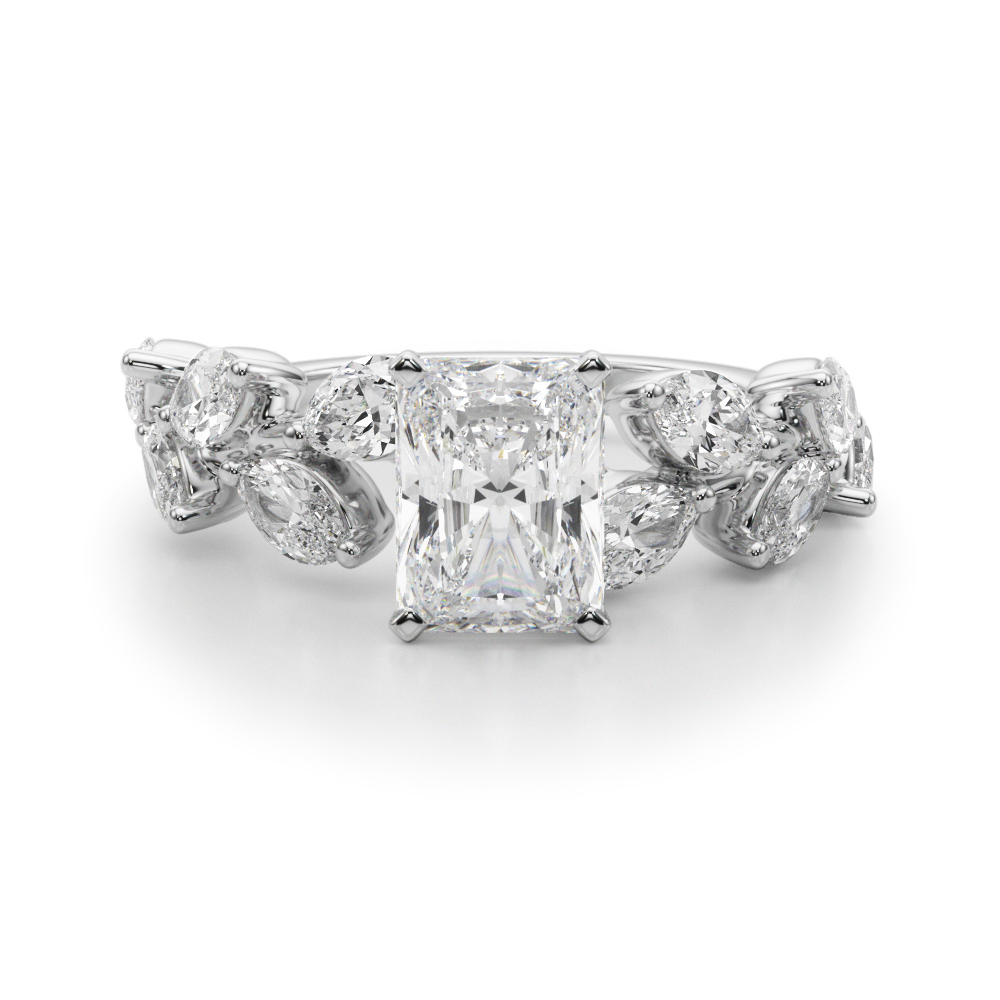 Sefrina Lab Grown 4 Prong Set Side Stone Diamond Ring