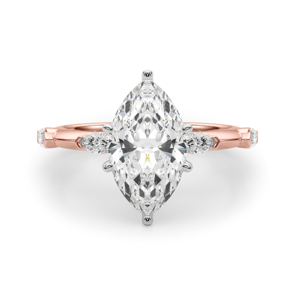 SunshineDiamonds Side Stone Engagement Rings in 9K Rose Gold and 0.50 Carat Lab Grown Diamond