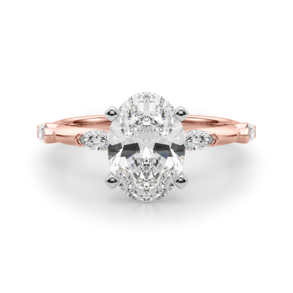 SunshineDiamonds Side Stone Engagement Rings in 9K Rose Gold and 0.50 Carat Lab Grown Diamond