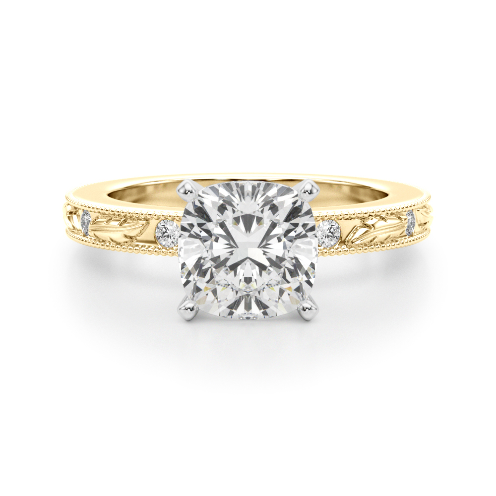 0.2 Ct Lab Grown Diamond Cushion Cut Stevlin  Side Stone Engagement Rings in Silver 925