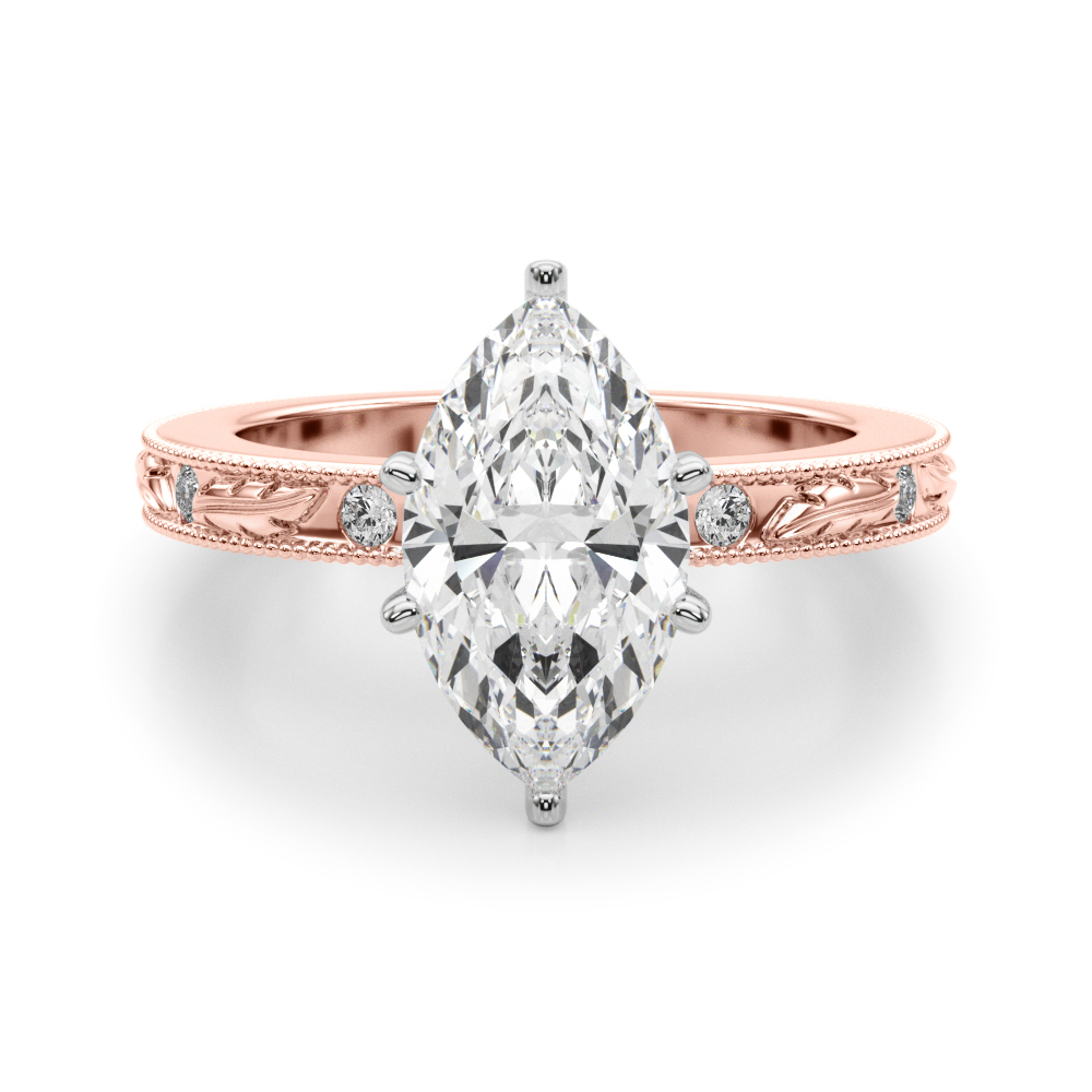 SunshineDiamonds Side Stone Engagement Rings in 9K Rose Gold and 0.50 Carat Lab Grown Diamond