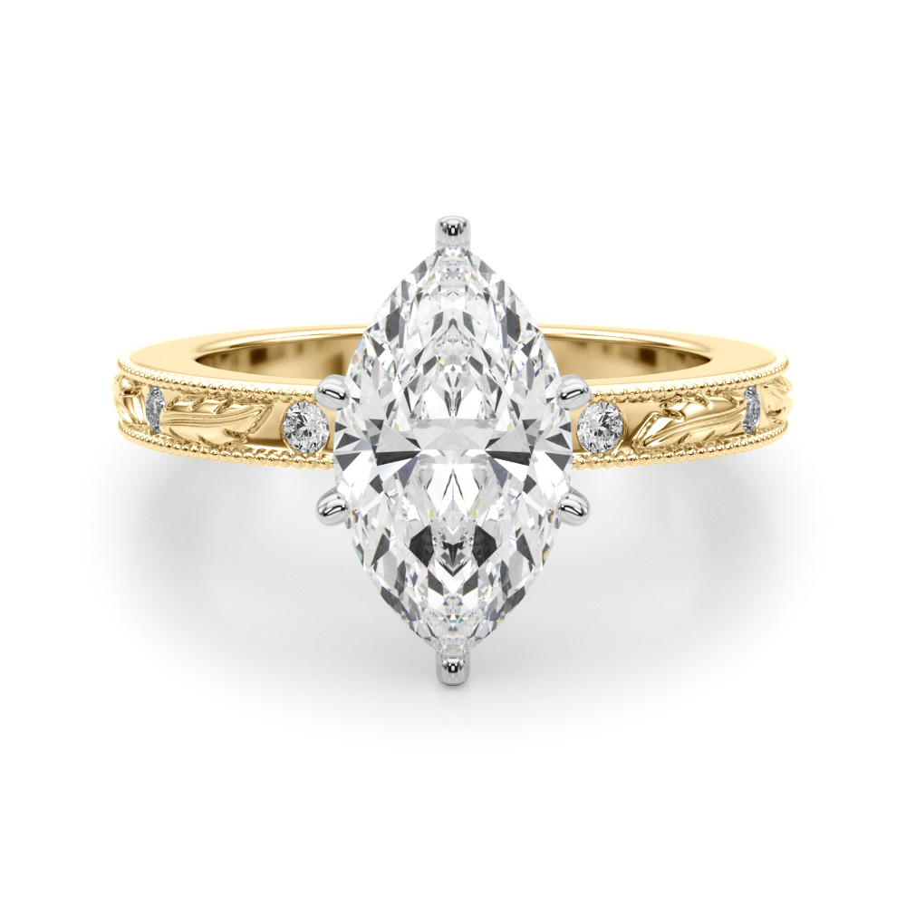 0.2 Ct Lab Grown Diamond Marquise Cut Stevlin  Side Stone Engagement Rings in Silver 925