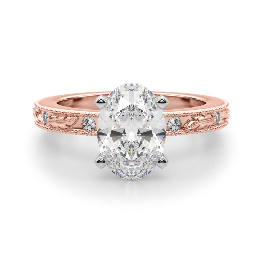 SunshineDiamonds Side Stone Engagement Rings in 9K Rose Gold and 0.50 Carat Lab Grown Diamond