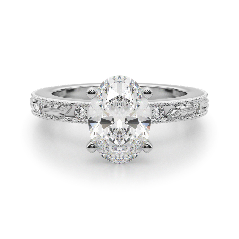 0.2 Ct Lab Grown Diamond Oval Cut Stevlin  Side Stone Engagement Rings in Silver 925