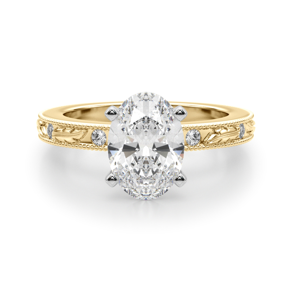 0.2 Ct Lab Grown Diamond Oval Cut Stevlin  Side Stone Engagement Rings in Silver 925