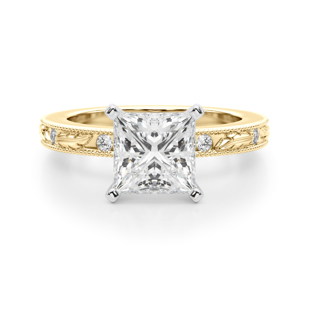 0.2 Ct Lab Grown Diamond Princess Cut Stevlin  Side Stone Engagement Rings in Silver 925