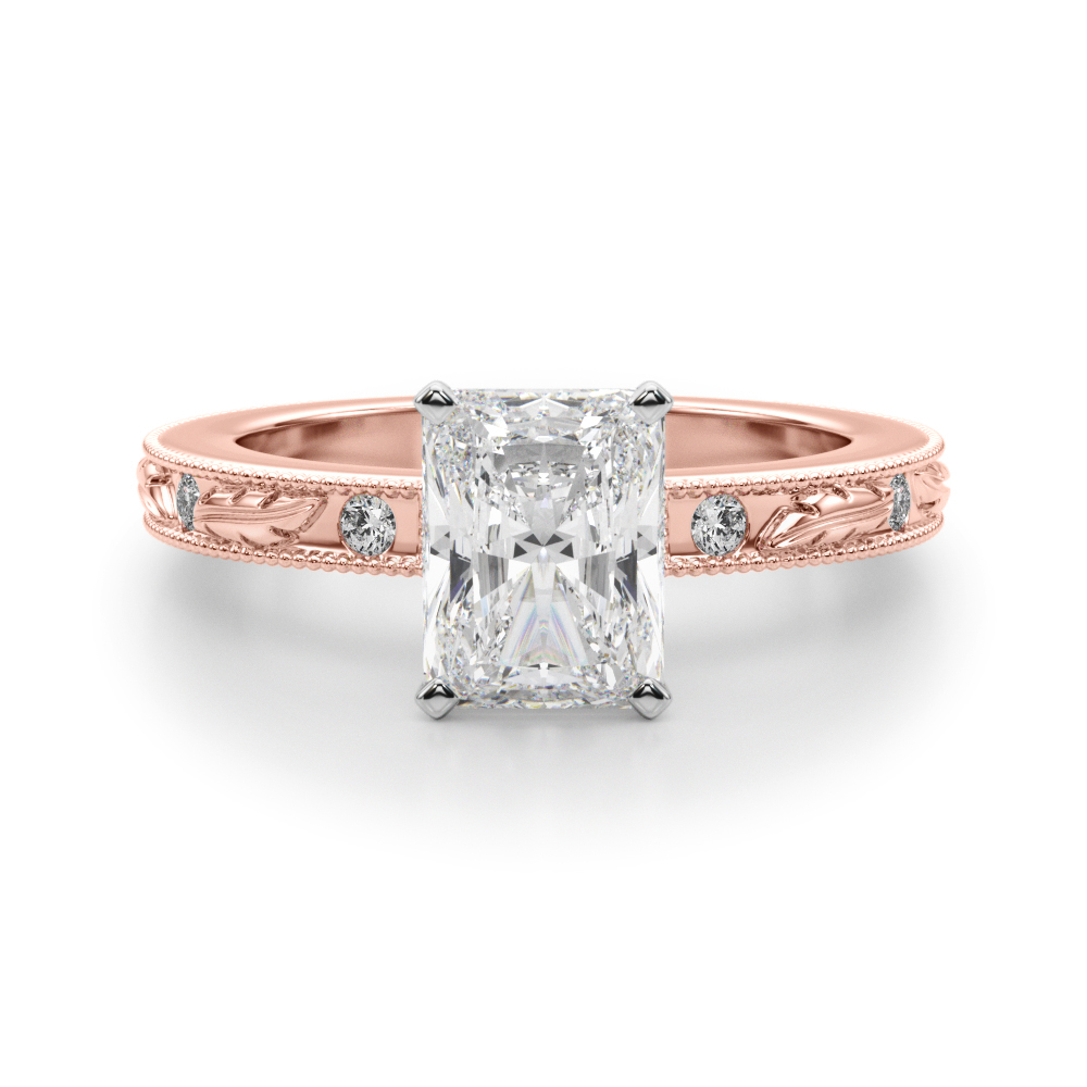 SunshineDiamonds Side Stone Engagement Rings in 9K Rose Gold and 0.50 Carat Lab Grown Diamond