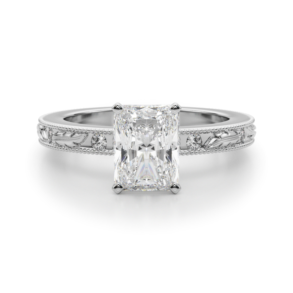 0.2 Ct Lab Grown Diamond Radiant Cut Stevlin  Side Stone Engagement Rings in Silver 925