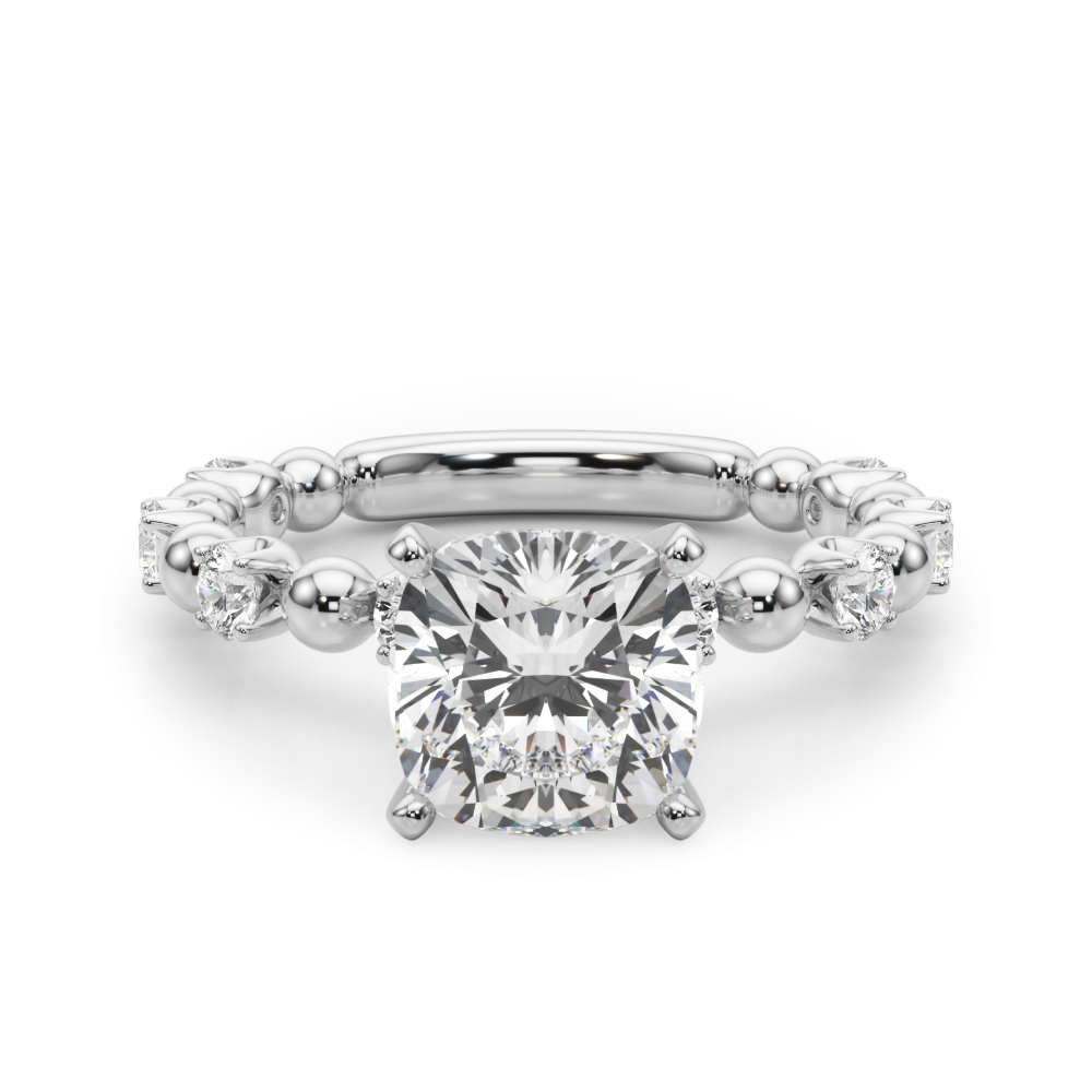 0.2 Ct Lab Grown Diamond Cushion Cut Pricilian  Side Stone Engagement Rings in Silver 925