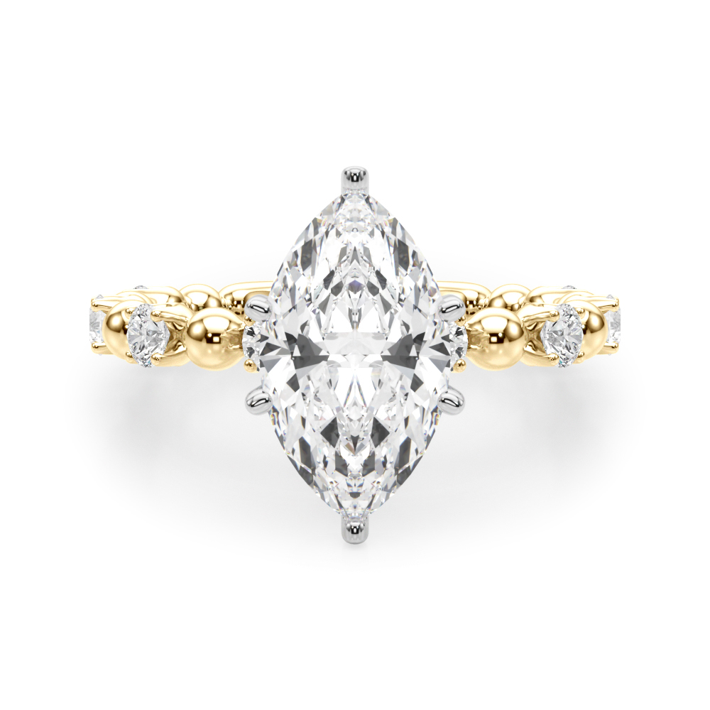 0.2 Ct Lab Grown Diamond Marquise Cut Pricilian  Side Stone Engagement Rings in Silver 925