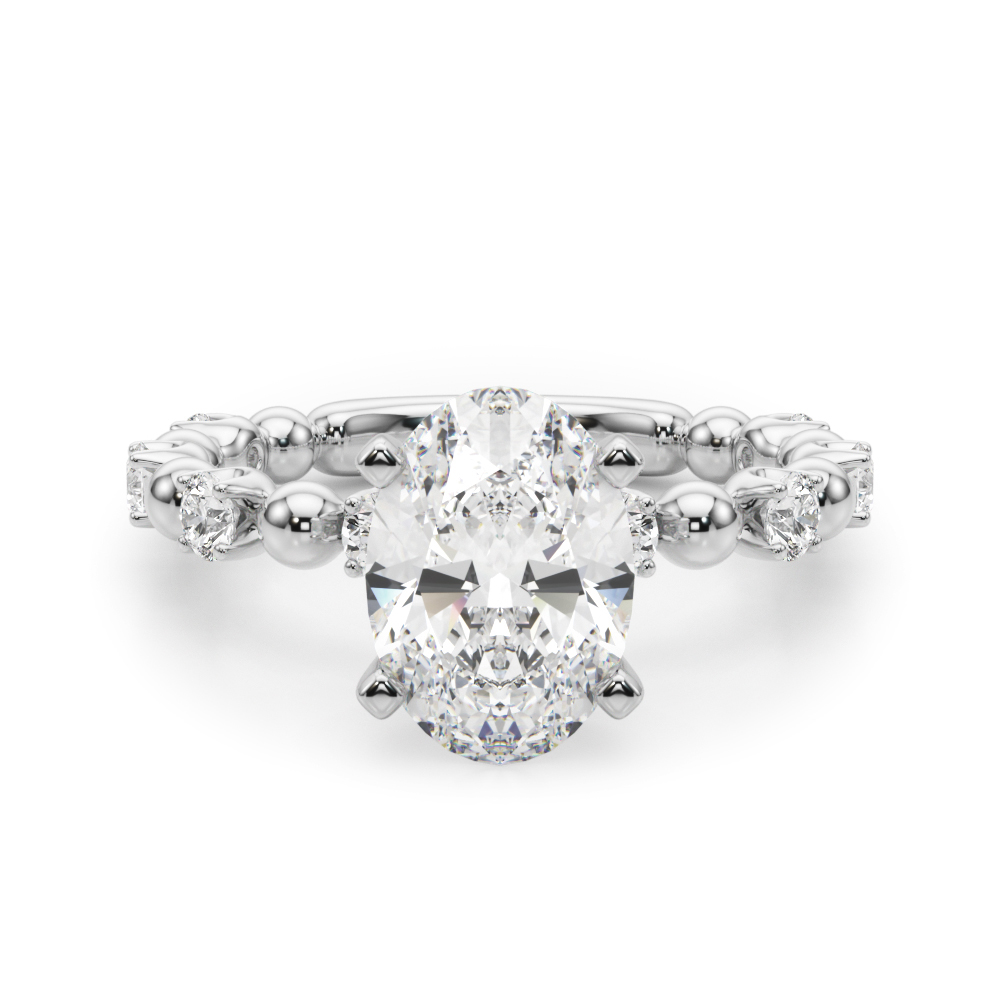 0.2 Ct Lab Grown Diamond Oval Cut Pricilian  Side Stone Engagement Rings in Silver 925