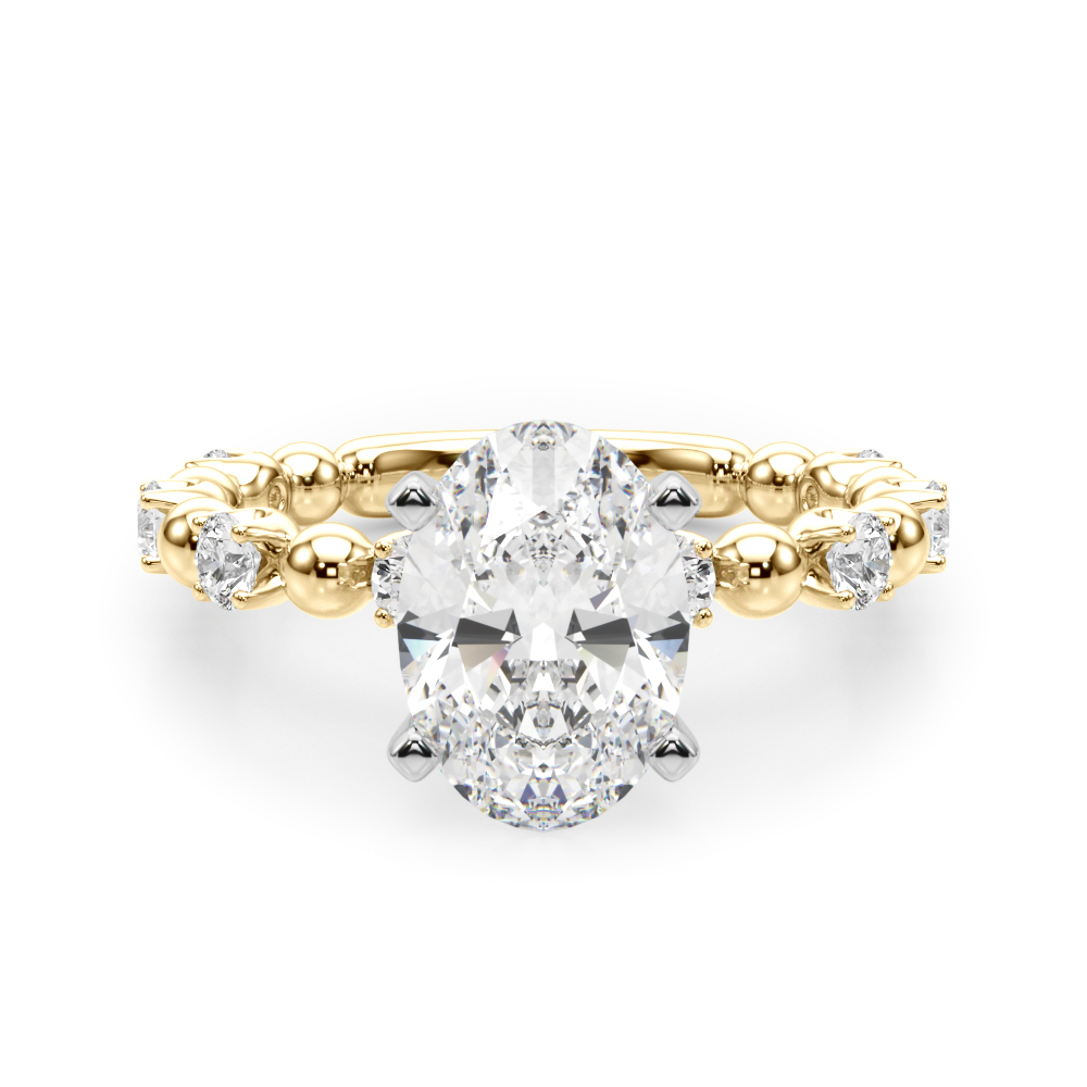 SunshineDiamonds Side Stone Engagement Rings in 9K Yellow Gold and 0.50 Carat Lab Grown Diamond