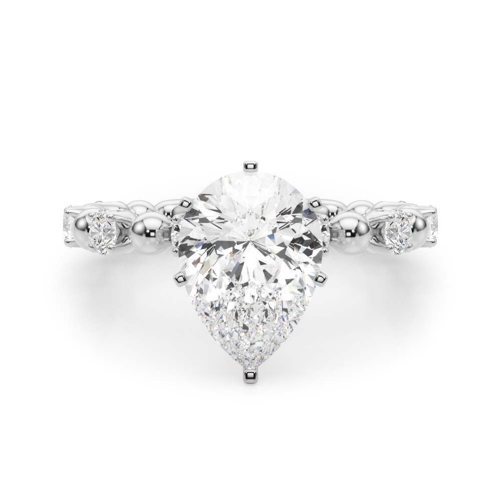 0.2 Ct Lab Grown Diamond Pear Cut Pricilian  Side Stone Engagement Rings in Silver 925